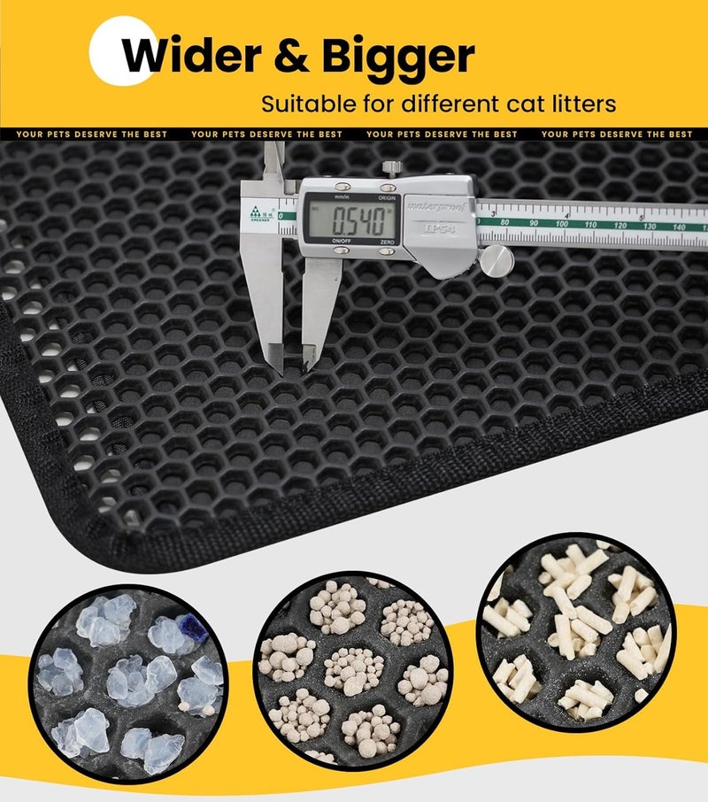 Polarduck Cat Litter Mat Litter Box Mat, EVA Honeycomb Double Layer Design, Urine & Waterproof, Scatter Control Kitty Litter Mat, Less Waste, Easier To Clean,Washable, Black - Image 3